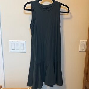 Sleeveless Dark Olive Flared Hem Dress